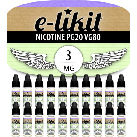 Lot de 20 x Nicotine 3 mg - PG20 VG80
